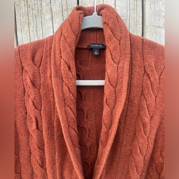 Talbots Rust Cable Knit Cardigan - Picture 3 of 11